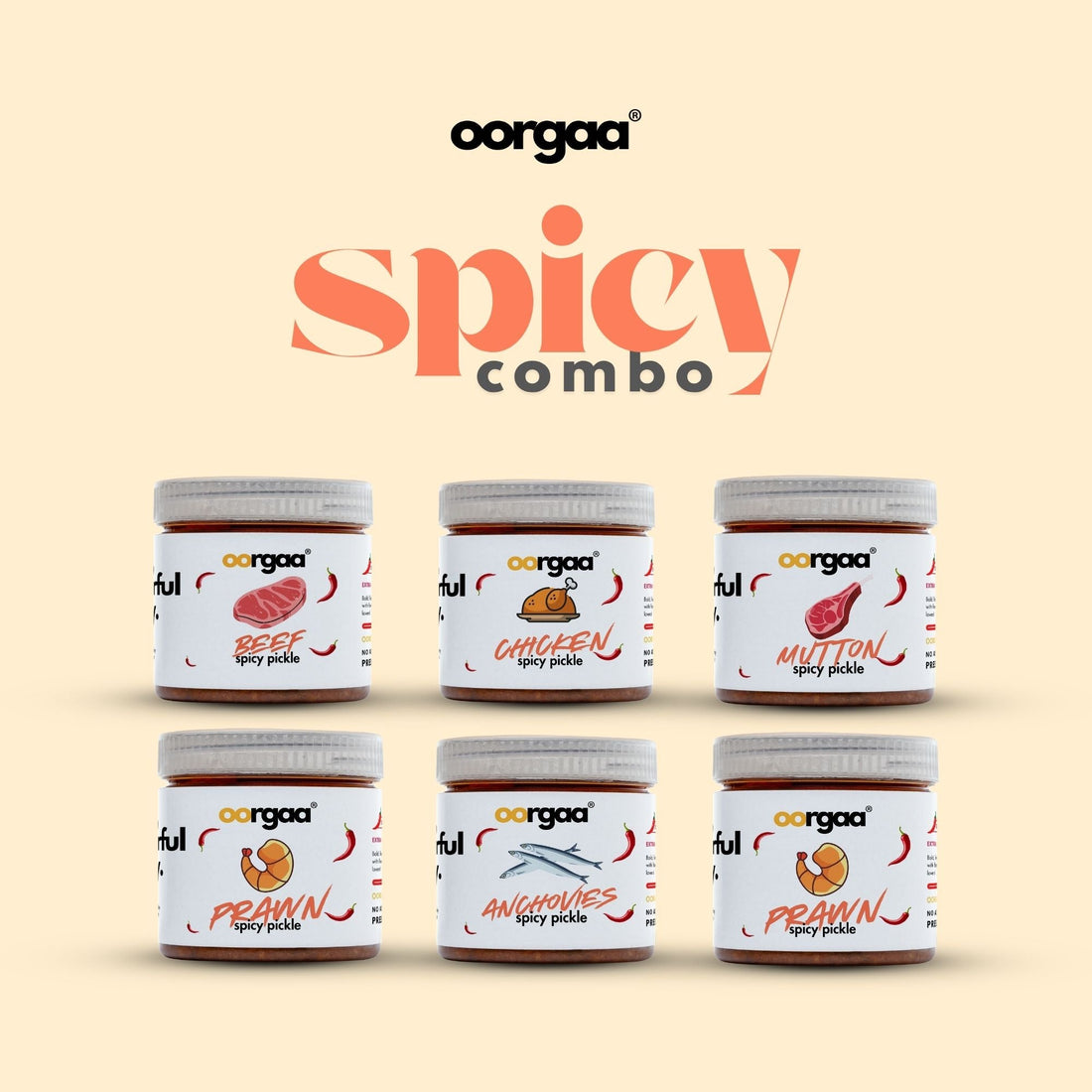 Spicy Pickle Bundle – Pack of 6 - oorgaa - Spicy Pickle Combo